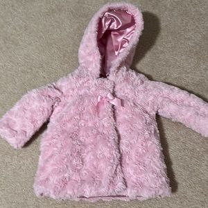 Baby girl pink London Fog faux fur coat